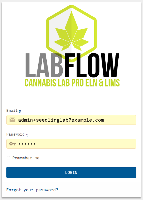 LabFlow log-in